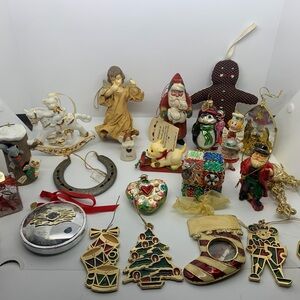 Lot of 23 VINTAGE Christmas Ornaments Festive Holiday Ornament Set - Multicolor